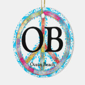 Aangepaste OB Ocean Beach California Peace Sign Keramisch Ornament (Links)