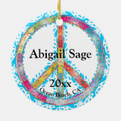 Aangepaste OB Ocean Beach California Peace Sign Keramisch Ornament (Achterkant)