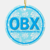 Aangepaste OBX Buitenbanken Blauwe Kerstmis Keramisch Ornament (Voorkant)