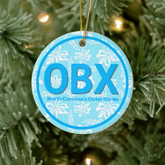 Aangepaste OBX Buitenbanken NC Floral Blue Beach Keramisch Ornament (Boom)