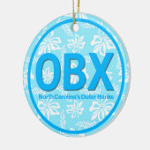 Aangepaste OBX Buitenbanken NC Floral Blue Beach Keramisch Ornament (Links)