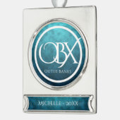 Aangepaste OBX Buitenbanken NC Kerstmis Verzilverd Banner Ornament (Links)