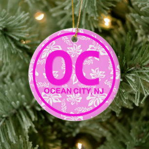 Aangepaste OC NJ Ocean City New Jersey in het roze Keramisch Ornament