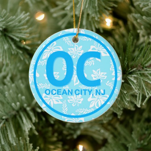 Aangepaste OC Ocean City New Jersey NJ Blue Keramisch Ornament (Boom)