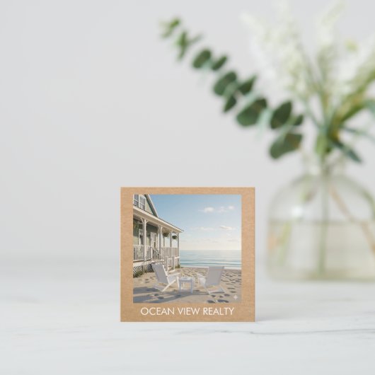 Aangepaste Oceaan Uitzicht Foto Realty Kraft Vierkante Visitekaartje (Staand voorkant)