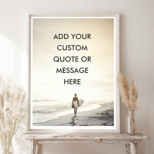 Aangepaste Ocean Sunset Surfer Quote Poster