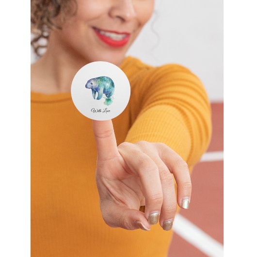 Aangepaste Oceanische Fluister Lamantijn Ronde Sticker