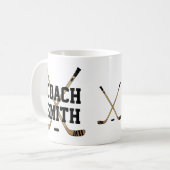 Aangepaste ockey Coach Sticks and Puck Koffiemok (Voorkant links)