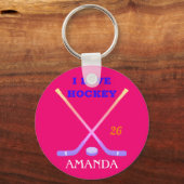 Aangepaste ockey Girl Cute Pastel Ombre Sticks/Puc Sleutelhanger (Voorkant)
