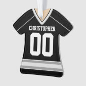 Aangepaste ockey Jersey, zwart/zilver/wit Ornament (voorkant)