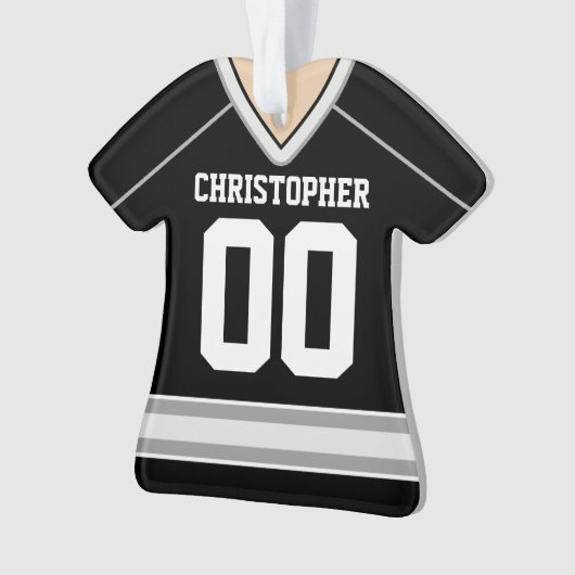 Aangepaste ockey Jersey, zwart/zilver/wit Ornament (voorkant)