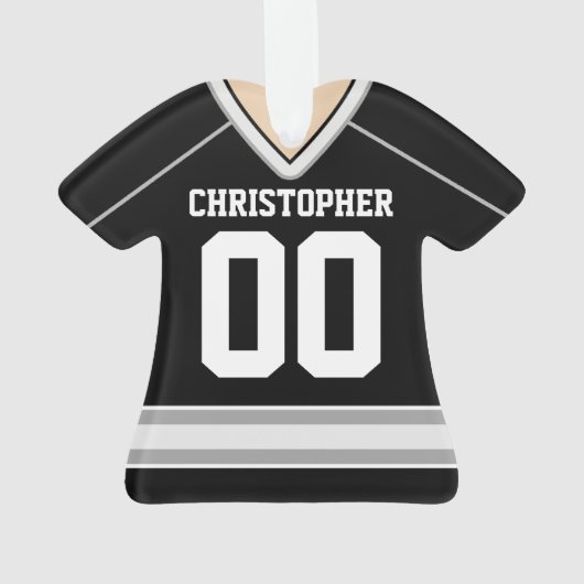 Aangepaste ockey Jersey, zwart/zilver/wit Ornament (achterkant)