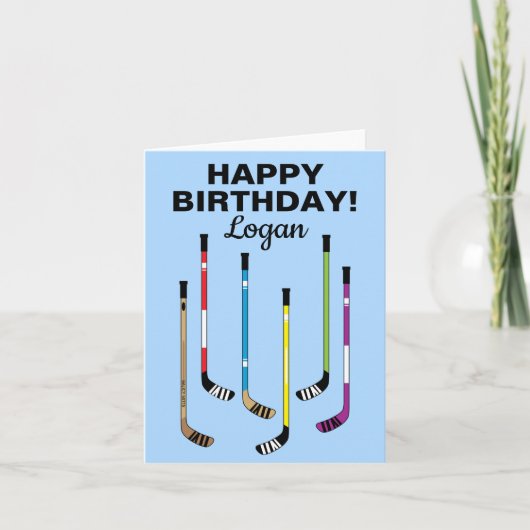 Aangepaste ockey Player Birthday Hockey Sticks Kaart (Voorkant)
