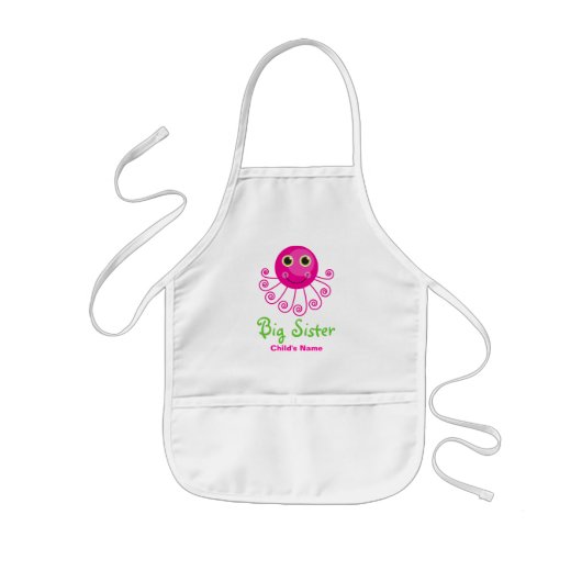 Aangepaste Octopus Big Sister Child Name Kinder Schort (Voorkant)