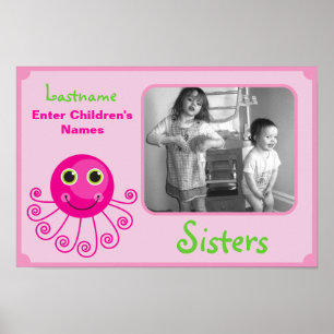 Aangepaste Octopus Big Sister Child Name Poster