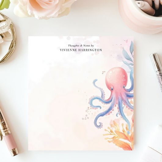 Aangepaste Octopus Oceaan Waterverf Cadeaublad Notitieblok