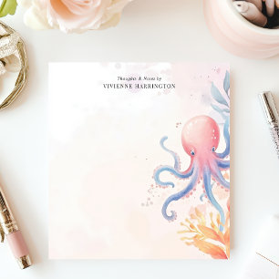 Aangepaste Octopus Oceaan Waterverf Notitieboek Notitieblok
