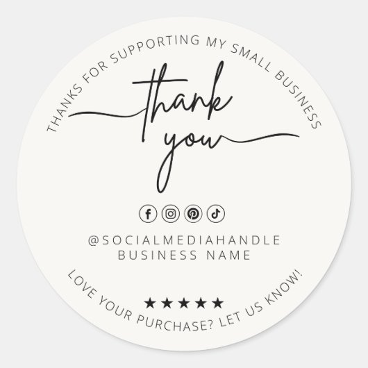 Aangepaste off witte Sticker dank u label verpakki (Voorkant)