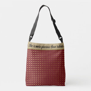 Aangepaste offerte/bericht/naam rood en goud crossbody tas