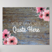 Aangepaste offerte | Floral Rustic Wood Sign Poster (Voorkant)