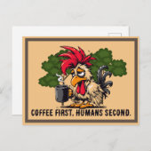 Aangepaste offerte -Rooster- Koffie eerst, mensen  Briefkaart (Voorkant / Achterkant)