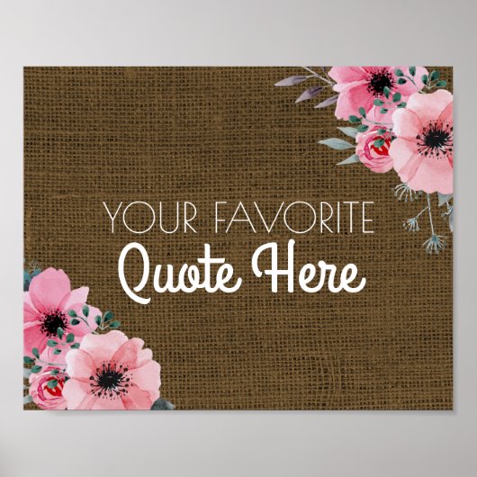 Aangepaste offerte | Teken van Floral Rustic Burla Poster (Voorkant)