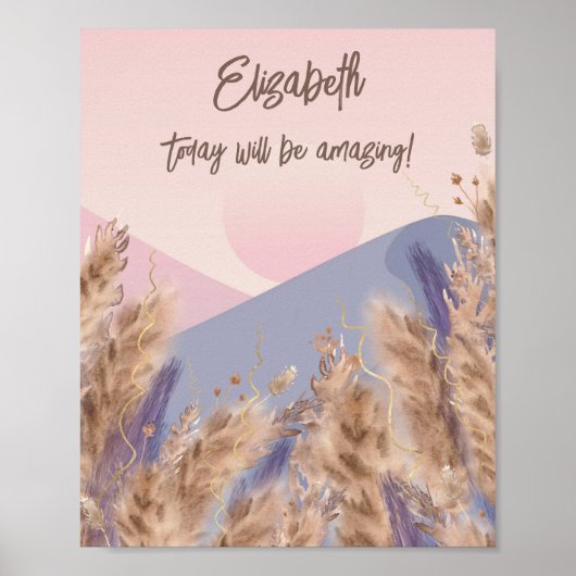 Aangepaste offerte voor Boho Chic Pampas Grass Nat Poster (Voorkant)
