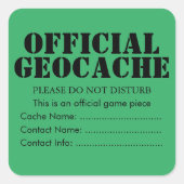 Aangepaste officiële Geocache sticker (Voorkant)