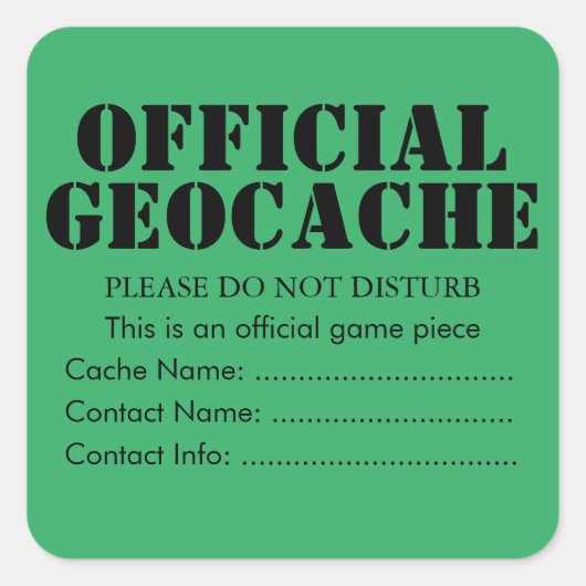 Aangepaste officiële Geocache sticker (Voorkant)
