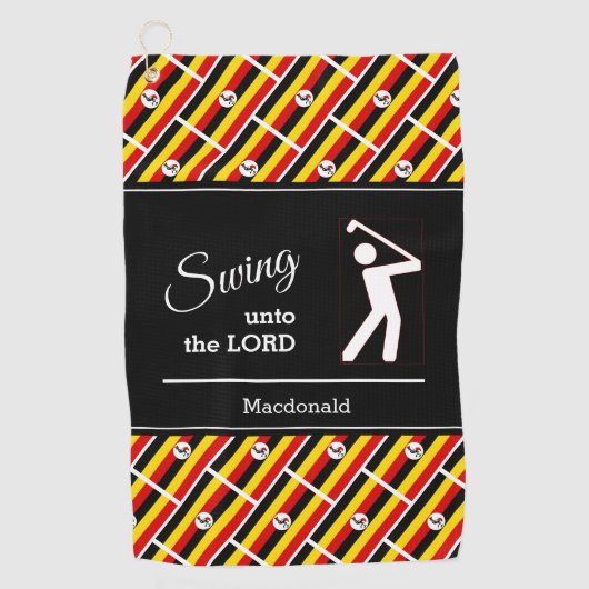 Aangepaste OGANDA Christelijke Swing Unto The Lord Golfhanddoek (Voorkant)