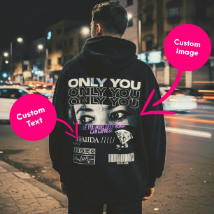 Aangepaste ogen afbeelding & naam   Gepersonalisee Hoodie