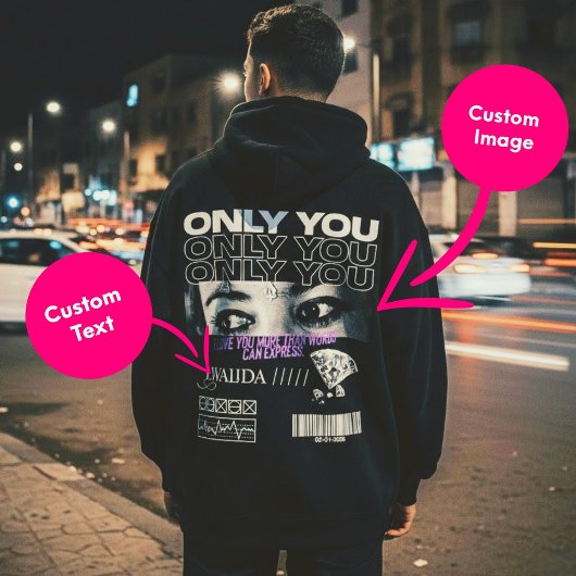 Aangepaste ogen afbeelding & naam | Gepersonalisee Hoodie