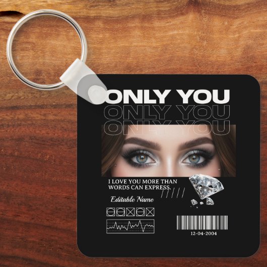 Aangepaste ogen afbeelding & naam | Gepersonalisee Sleutelhanger (Voorkant)