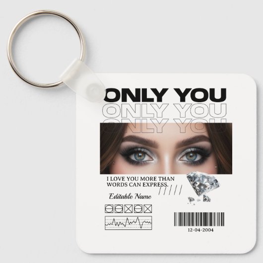 Aangepaste ogen Afbeelding, tekst | Gepersonalisee Sleutelhanger (Voorkant)