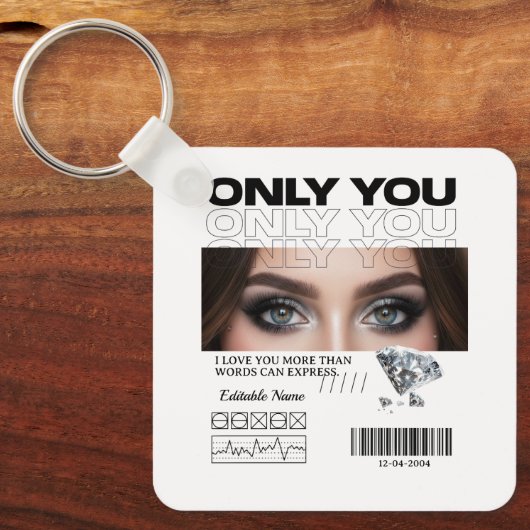 Aangepaste ogen Afbeelding, tekst | Gepersonalisee Sleutelhanger (Voorkant)