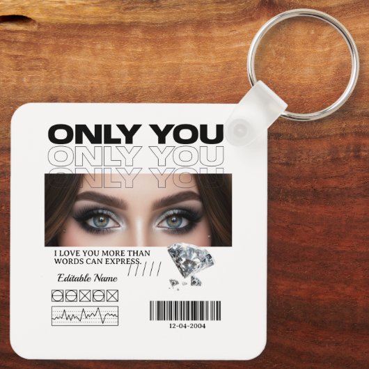 Aangepaste ogen Afbeelding, tekst | Gepersonalisee Sleutelhanger (Achterkant)
