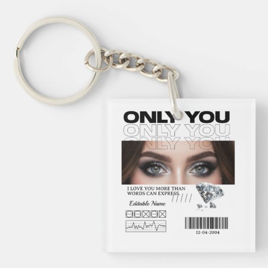 Aangepaste ogen Afbeelding, tekst | Gepersonalisee Sleutelhanger (voorkant)