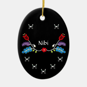 Aangepaste Ojibwe-bloemenenberen Keramisch Ornament