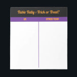 Aangepaste oktober Halloween Bunco Tafel Tally Notitieblok<br><div class="desc">Voeg spookachtig plezier toe aan je Bunco-avond met dit Halloween-tafelblad! Perfect voor Bunco-evenementen in oktober,  dit scoreblad bevat zwarte,  levendige paarse en oranje design met Halloween-thema. Gemakkelijk bijhouden van scores voor elke tafel,  waardoor uw Bunco spel feestelijk en georganiseerd. Ideaal voor feesten,  clubavonden of seizoensbijeenkomsten. Trick or treat?</div>