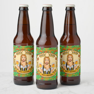 Aangepaste Oktoberfest Gedetailleerde Worst Pretze Bier Etiket