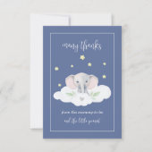Aangepaste Olifant Blue Baby shower dank u kaarten (Voorkant)
