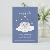 Aangepaste Olifant Blue Baby shower dank u kaarten (Staand voorkant)