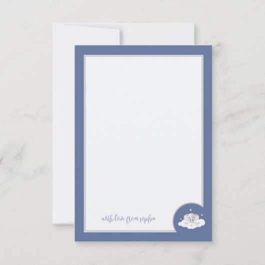 Aangepaste Olifant Blue Baby shower dank u kaarten (Achterkant)