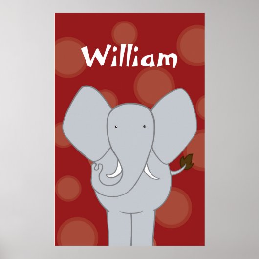 Aangepaste olifant kinderkamer kunst jongen of mei poster (Voorkant)