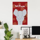 Aangepaste olifant kinderkamer kunst jongen of mei poster (Thuiskantoor)