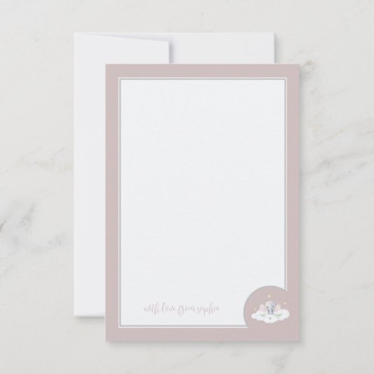 Aangepaste Olifant Roze Baby shower Dank u Kaarten (Achterkant)