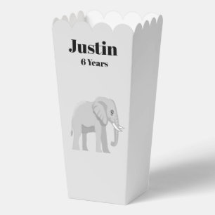 Aangepaste olifant verjaardag popcorn doos bedankdoosjes