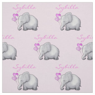 Aangepaste olifanten Roze Baby Girl Nursery Stof