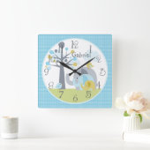 Aangepaste olifantenliefhebber ursery-klok vierkante klok (Huis)