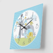 Aangepaste olifantenliefhebber ursery-klok vierkante klok (Hoek)